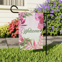 Welcome Pink & Green Plants Garden Flag