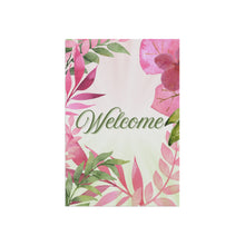 Welcome Pink & Green Plants Garden Flag