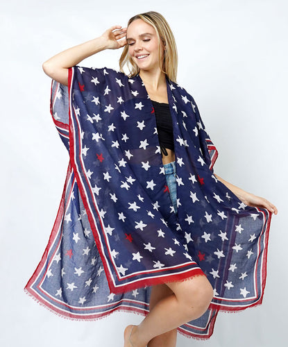 American USA Star Print Kimono