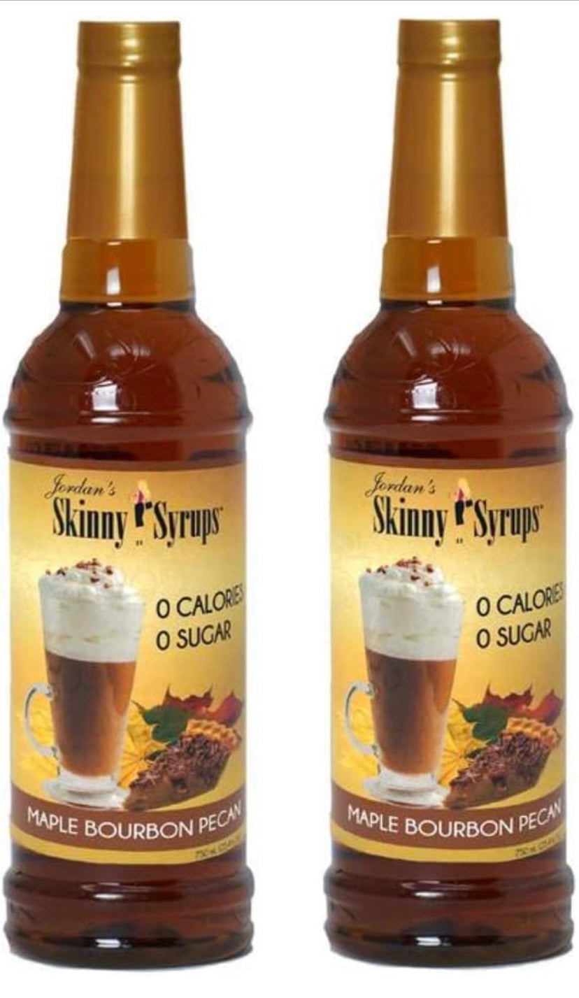 Jordans Skinny Traditional Sugar Free Syrups 750 ml 2 Bottles (Maple Bourbon Pecan)